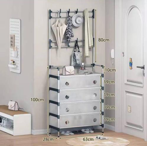 Étagère multifonctions à Abidjan.            5 niveaux.                                                 Qualité durable                                        meuble de vêtements en métal étagère à chaussure pour porte d'entrée , le couloir et la chambre