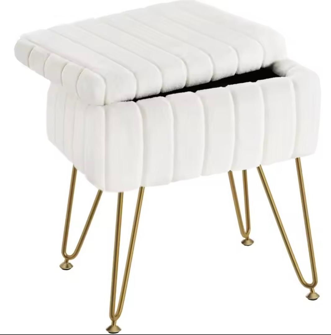 Tabouret de maquillage , pieds en métal souple avec pieds antidérapants, siège rembourré en fourrure , chaise de maquillage multifonctionnel moderne .