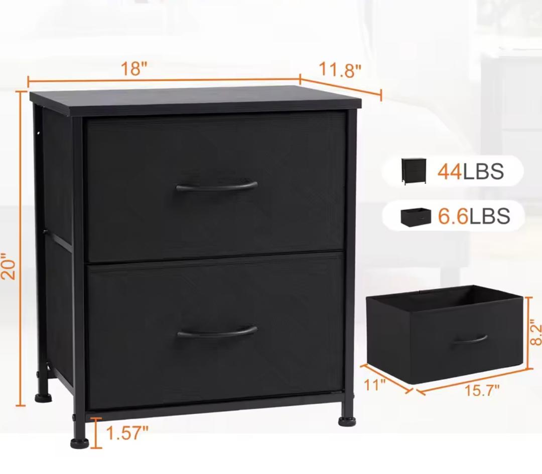 Table de chevet café canapé table à thé armoire de rangement armoire, chambre vêtements, affichage 2 tiroirs en tissu armoire meubles.