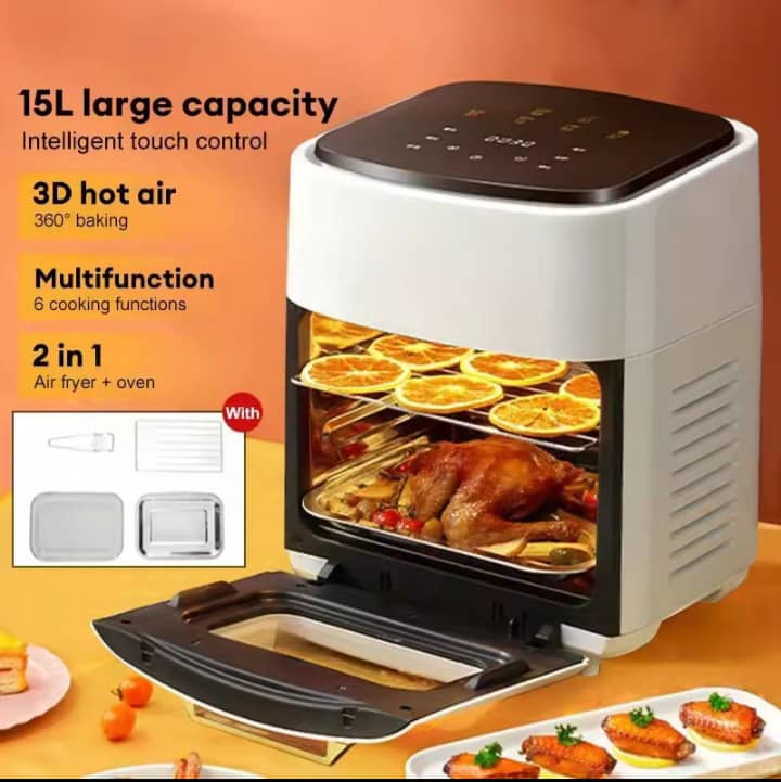 Grande friteuse à air électrique 15 Litres, four domestique intelligent, four à convention multifonction sans huile , 6 modes de cuisson
