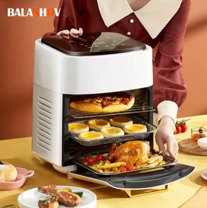 Grande friteuse à air électrique 15 Litres, four domestique intelligent, four à convention multifonction sans huile , 6 modes de cuisson