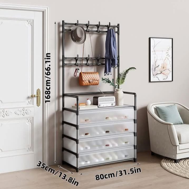 Étagère multifonctions à Abidjan.            5 niveaux.                                                 Qualité durable                                        meuble de vêtements en métal étagère à chaussure pour porte d'entrée , le couloir et la chambre