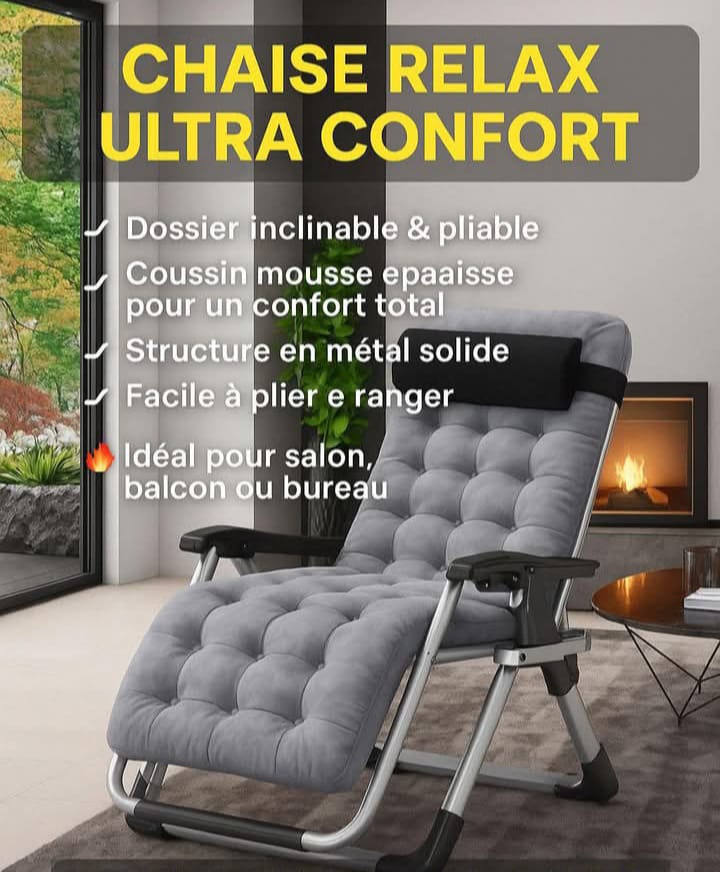 -35% De réduction. 

L’élégance et la qualité au RDV

.Chaise longue d'intérieur à hauteur réglable - Fauteuil à bascule inclinable manuel avec dossier solide, structure en acier au carbone, finition peinte, rembourrage en coton.