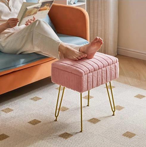 Chaise de rangement de luxe en métal, tabouret de manucure créatif , chaise de maquillage , simple , tabouret de vanité de rangement .