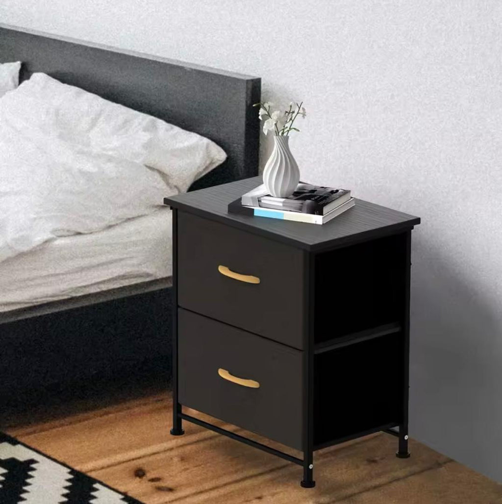 Table de chevet café canapé table à thé armoire de rangement armoire, chambre vêtements, affichage 2 tiroirs en tissu armoire meubles.