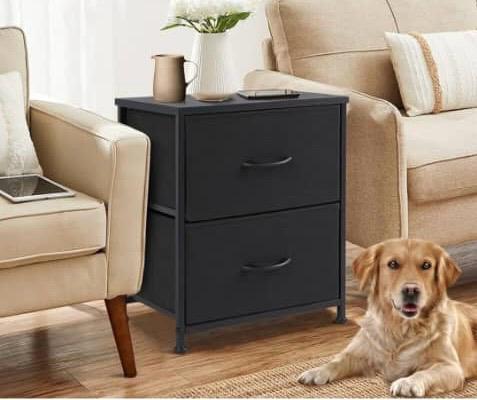 Table de chevet café canapé table à thé armoire de rangement armoire, chambre vêtements, affichage 2 tiroirs en tissu armoire meubles.