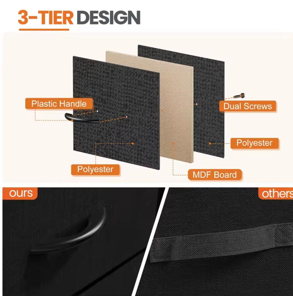 Table de chevet café canapé table à thé armoire de rangement armoire, chambre vêtements, affichage 2 tiroirs en tissu armoire meubles.