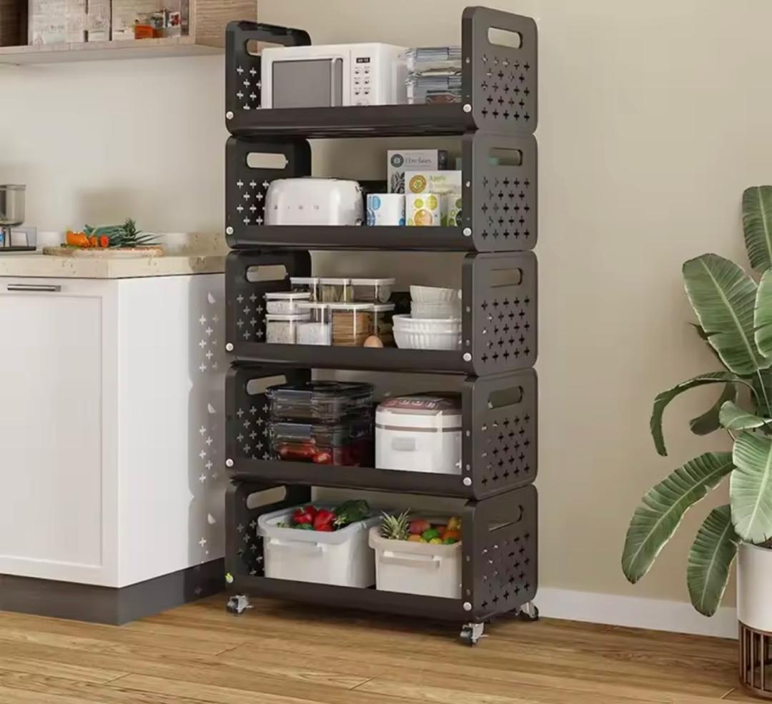 Promo 17000f au lieu de 38000f.            Panier de cuisine support de rangement ménage , ajouter des fruits et légumes, multi fonctionnel petit chariot , multi étages , plancher debout mobile , démontable et métal .