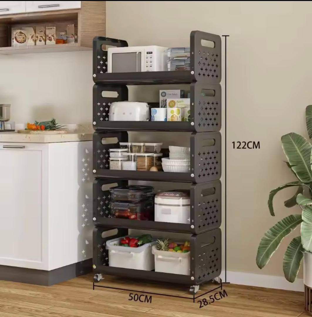 Promo 17000f au lieu de 38000f.            Panier de cuisine support de rangement ménage , ajouter des fruits et légumes, multi fonctionnel petit chariot , multi étages , plancher debout mobile , démontable et métal .
