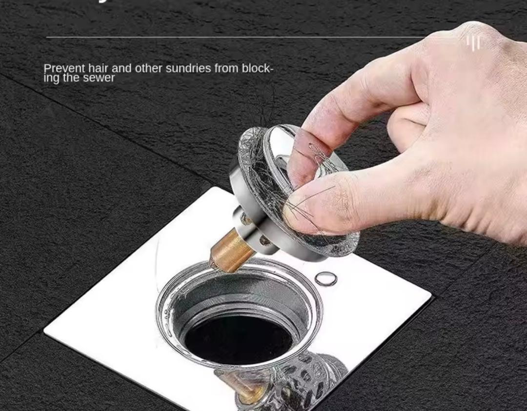 Prix : 2000f au lieu 6000f .     Siphon de sol rond à pied escamotable, couvercle HOFloor , salle de douche, bouchon de vidange à pousser vers le bas, drain de douche en acier inoxydable