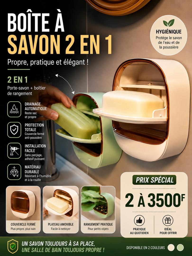 Prix : 2 à 3500f au lieu 8000f .      Jolie boîte à savon murale disponible pour la cuisine, la douche et très solides .