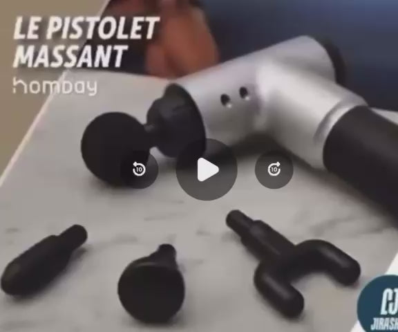 Appareil de massage électrique 4 têtes soulagez vos tensions et détendez vos muscles en profondeur grâce à ce pistolet de massage innovant à 4 têtes rotatives . idéal pour le dos , les épaules , les jambes et tout le corps