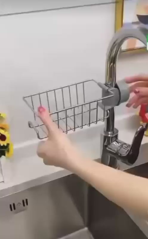 Prix : 4000f au lieu de 8000f  Egoutoir d’évier de cuisine en acier inoxydable, support de robinet de rangement d’éponge, egoutoir à savon ,porte serviette ,accessoires de cuisine.